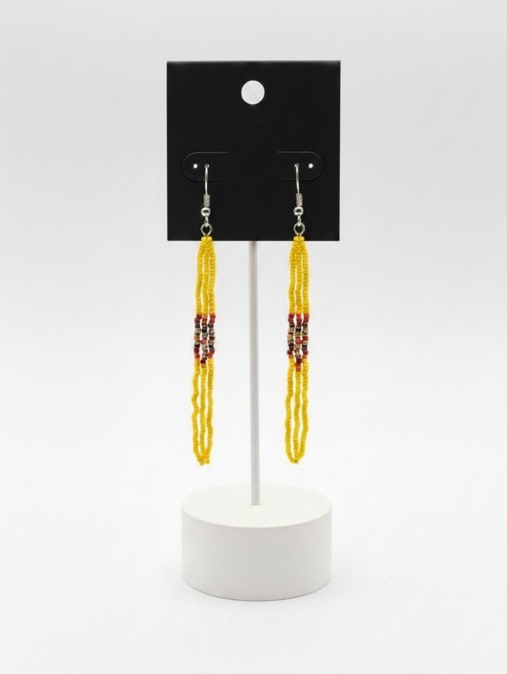 Yellow Beaded Dangle Earrings